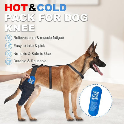 Dog Knee Brace for Torn ACL Hind Leg, Hind Leg Support with Removable Hot/Cold Gel Pack, Joint Pain & Mobility Relief, Left Leg, XL
