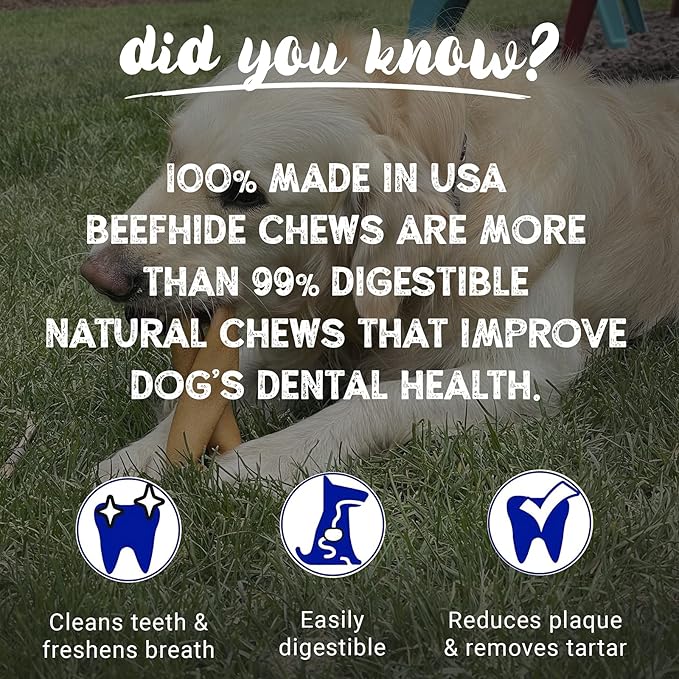 Pet Factory 100% Made in USA Beefhide 7" Braided Sticks Dog Chew Treats - Natural Flavor, 6 Count/1 Pack