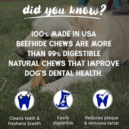 Pet Factory 100% Made in USA Beefhide 7" Braided Sticks Dog Chew Treats - Natural Flavor, 6 Count/1 Pack