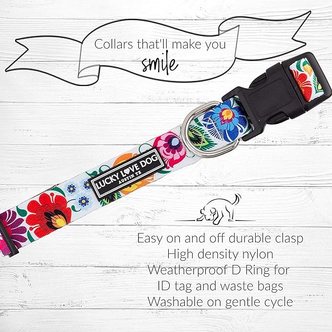 Lucky Love Dog - Adjustable Dog Collar with Easy Click Buckle for Medium, Durable, & Comfortable for Male & Female Dogs, Pet Collar for Puppies & Adult Dogs - Ladybird, Medium