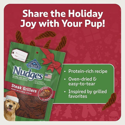 Blue Buffalo Nudges Grillers Dog Treats, Steak, 5-oz. Seasonal Bag (Pack of 2)