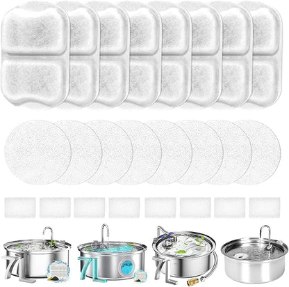 8 Sets Dog Water Fountain Filters Compatible with oneisall Fountain, Replacement Filters for 7L/230oz/1.8G Stainless Steel Dog Fountain