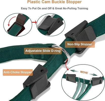 Slip Lead Dog Leash,Soft Corduroy 6 FT Dog Training Leash for Medium Large Dogs,No Pull Slip Leash and Collar with Padded Handle,Dark Green
