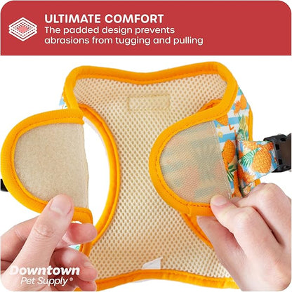 Downtown Pet Supply Step-in Dog Harness – No Pull, Adjustable Padded Mesh with Reflective Trim, Secure Buckle Strap – Comfortable & Breathable Small Dog Harness, Medium, Pineapple