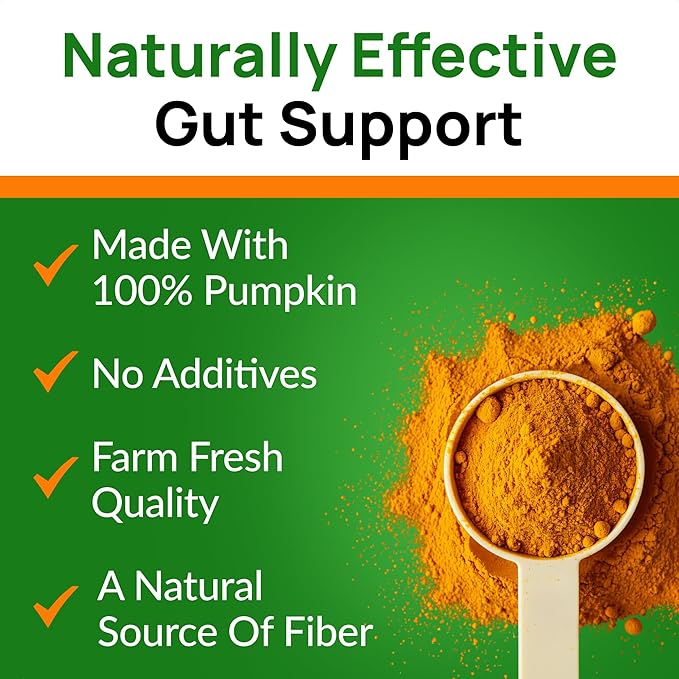 PAWFECTCHEW Pumpkin Powder for Dogs - 8oz Powdered Supplement High Fiber for Dogs Stool Softener - Treat Diarrhea, Constipation, Upset Stomach, Food Sensitivity - Improve Digestion - Made in USA