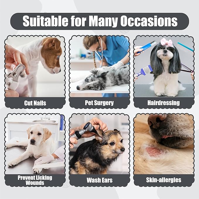 Soft Dog Cone Collar - Adjustable Recovery Cone for Small Dogs After Surgery to Stop Licking, Waterproof Elizabethan Protective Neck Donut Collar Alternative for Pet Cat Puppy (Grey, S)