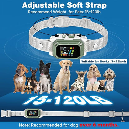 Dog Bark Collar for Large Medium Small Dogs, Rechargeable Smart Bark Collar, Anti Barking Training Collar with Adjustable Sensitivity Beep Vibration Shock