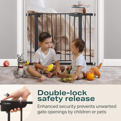 Cumbor 36" Extra Tall Baby Gate for Stairs, 29.7-40.6" Wide Dog Gate for Doorways, Pressure Mounted Auto-Close Pets Gates for Dogs Indoor, Durable Safety Child Gate, Mom's Choice Awards Winner, Black