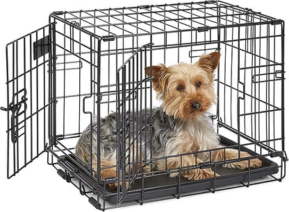 MidWest Homes for Pets 18-Inch iCrate for Tiny Breeds, Up to 10 lbs, Double Door Folding Dog Crate with Divider Panel, Leak-Proof Tray & Secure Latches, Portable, Durable & Easy to Assemble