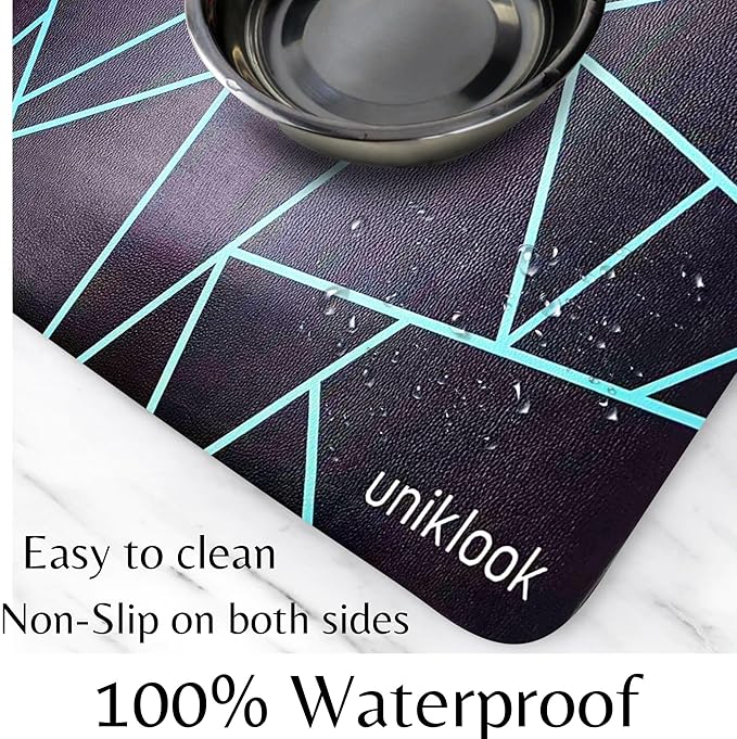 Pet Placemat, Dog Cat Food Water Bowls Mat Feeding Station Pet Safe 28" X 16.5" Waterproof Easy to Clean Dog Modern Designs Boho Uniklook