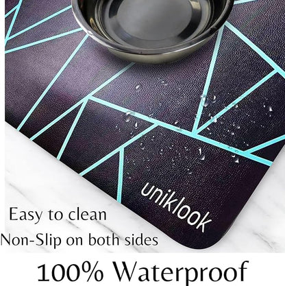 Pet Placemat, Dog Cat Food Water Bowls Mat Feeding Station Pet Safe 28" X 16.5" Waterproof Easy to Clean Dog Modern Designs Boho Uniklook