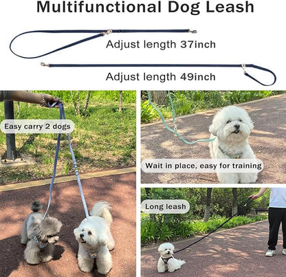 No Pull Dog Harness and Leash Set for Small Sized Dog Training Puppy Harnesses with Multifunction Dog Leash Soft Adjustable Denim No Choke Escape Proof Pet Harness for Small Medium Dog (Navy Blue XS)