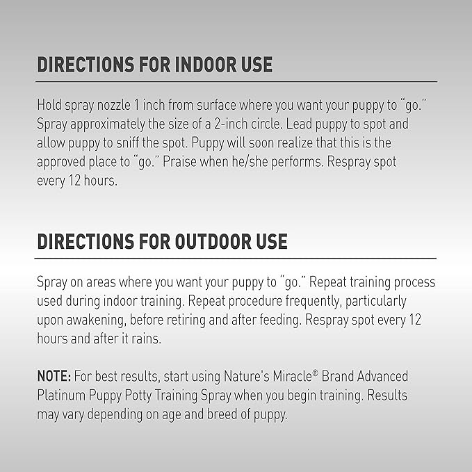 Nature’s Miracle Advanced Platinum Puppy Potty Training Spray, 16 Ounces, Dog Training Aid