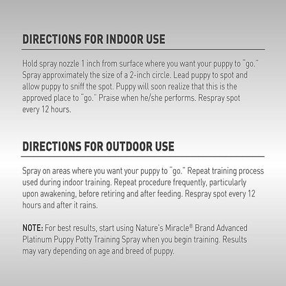 Nature’s Miracle Advanced Platinum Puppy Potty Training Spray, 16 Ounces, Dog Training Aid