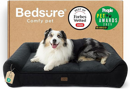Bedsure SupportMax™ XL Orthopedic Dog Beds Large Sized Dog - As Seen on TV Extra Thick Supportive Dogs Couch with Waterproof Washable Cover, Extra Large Comfort Pet Sofa with Soft Sherpa, Black