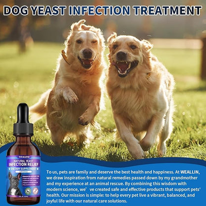 Natural Yeast Infection Treatment for Dogs | Probiotic-Powered Drops with 8-Herbal Blend | Supports Skin, Ears, Allergy Relief | Dog Yeast Infection Treatment Oral Supplement | Bacon-Flavored-2PC