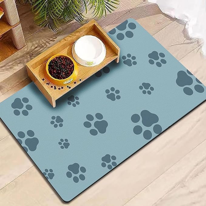 Pet Feeding Mat Dog Cat Food Mat Absorbent No Stains Quick Dry Rubber Bottom Anti-Slip Water Bowl Mats Easy to Clean for Indoor Pet Placemats Water Dispenser Mat