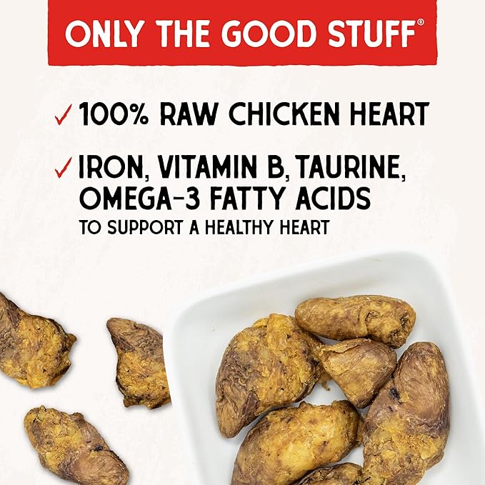 Stella & Chewy's Freeze-Dried Raw Chicken Heart Dog Treats - Single Ingredient, No Additives - Premium Training Treats - Perfect For Picky Eaters - 11oz Bag