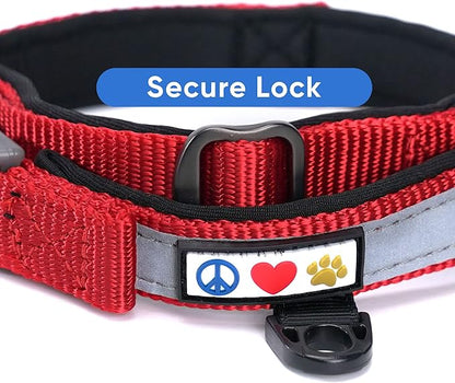 Pawtitas Lumberjack Padded Martingale Collar for Dogs | Soft Neoprene Dog Collar for Your pet's Comfort Made with Reflective Band for Maximum Visibility | Fits Small and Large Pets - XS Red