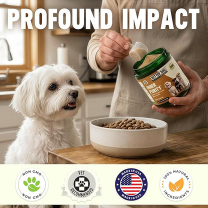 Better Dog Supplements Inner Purity by Cesar Millan – Natural Digestive, Dewormer & Gut Health Powder for Dogs – Internal Cleanliness, Detox & Bowel Movement Support – 3.4oz, (60-Day Supply)