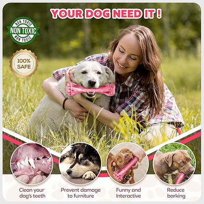 Dog Toys for Aggressive Chewers, Indestructible Dog Bones for Aggressive Chewers, Tough Dog Chew Toy for Heavy Duty Dogs, Big Dog Teething Toys with Durable Nylon for Large/Medium Breed Puppies