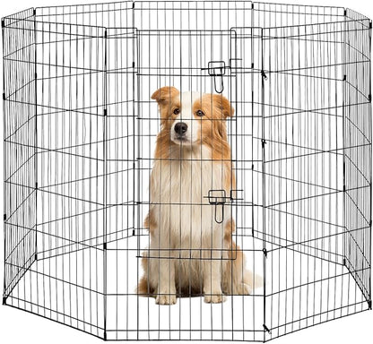 BestPet | Foldable Dog Playpen | 48 Inch, 8 Panels | Metal Pet Exercise Pen | Indoor Outdoor Portable Dog Fence with Door | Removable, Rust-Resistant Secure Pet Kennel | Easy to Assemble