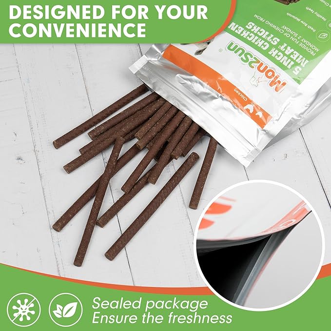 MON2SUN Dog Jerky Treats, 5 Inch Chicken Sticks (Chicken Liver Flavor) Rawhide Free Training Treats for Small Dogs, Soft and Healthy Snacks, 25.4oz (96 Count-Pack of 1)