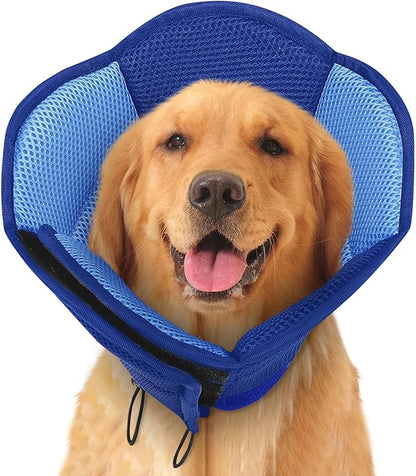 SUNFURA Dog Cones for Large Dogs, Soft Pet Cone Stop Licking After Surgery, Adjustable Pet E-Collar Alternative for Wound Healing, Dark Blue X-Large