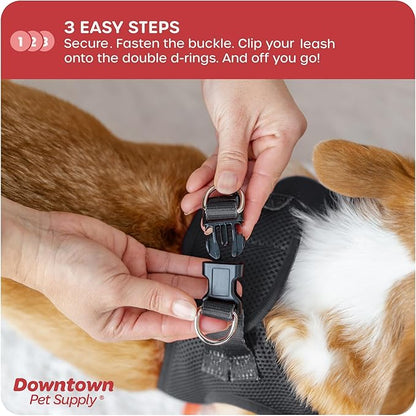 Downtown Pet Supply Step-in Dog Harness – No Pull, Adjustable Padded Mesh with Reflective Trim, Secure Buckle Strap – Comfortable & Breathable Small Dog Harness, Large, Charcoal