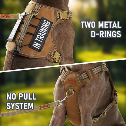 AUNZO Dog Harness with Handle Tactical Dog Harness for Large Dogs No Pull Adjustable Reflective K9 Military Dog Vest Harnesses with Easy Control Handle and Hook & Loop, XL