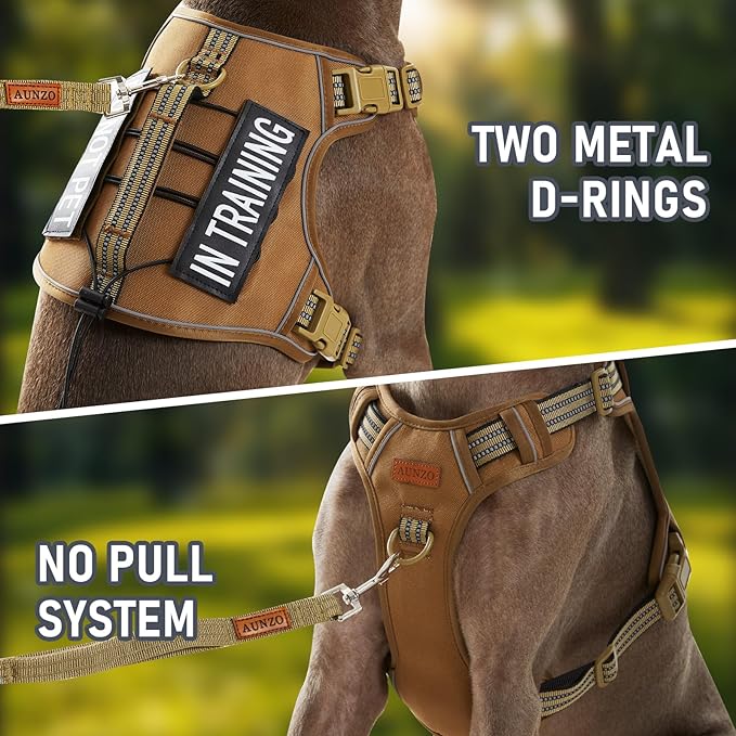 AUNZO No-Pull Adjustable Dog Harness for Small Dogs,Easy Control with Handle, for Havanese Chihuahua Puggle etc, Inescapable, Ez Walking, Safe Reflective Strips, No Rub,No Choke, Army Green, S