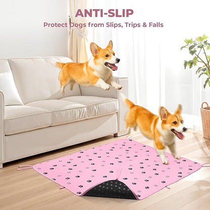 Fostanfly Washable Pee Pads for Dogs, 2 Pack Large 31"x36" Ultra-Absorbent and Leak-Proof Non-Slip Reusable Potty Training Pads for Dogs, Cats, Puppy, Potty of Add 8 Lanyards, Pink