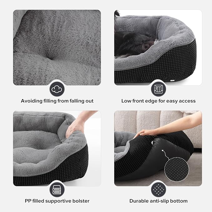 INVENHO Dog Bed Medium Size, Orthopedic Warming Soft Calming Sleeping Durable with Anti-Slip Bottom