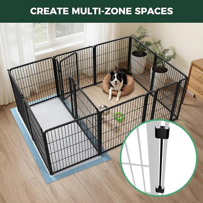 FXW Homeplus Unleashed Indoor Dog Playpen - Stress-Free and Safe Play, Heavy Duty 32 Inch 12 Panels with Connectors (Pack of 2) for Puppy and Small Dogs, Black│Patented