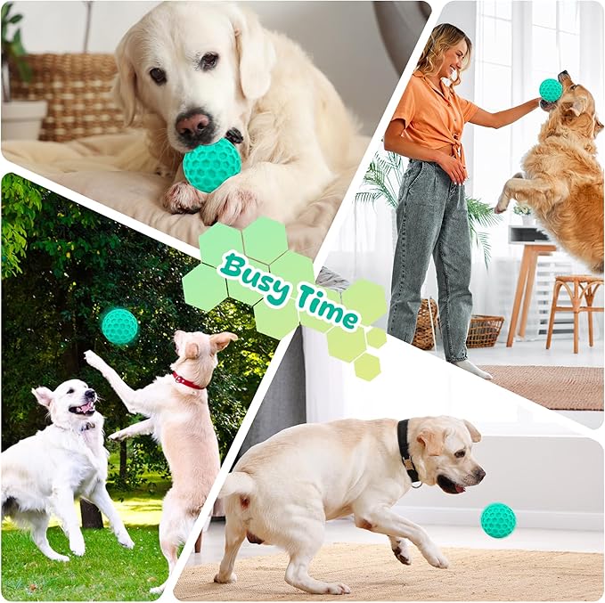 Squeaky Dog Toys for Aggressive Chewers, Indestructible Dog Balls for Aggressive Chewers, Blue Green Squeaky Balls for Dogs