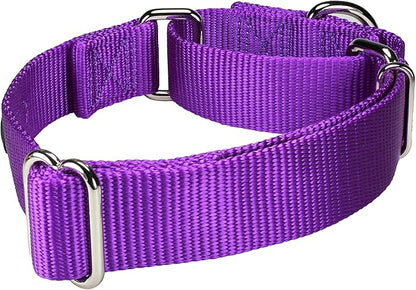 Mikivery Martingale Dog Collar Nylon Adjustable and Safety Training Colourful Comfortable Metal Buckle Pet Collars for Small Medium and Large Dogs(Purple 1,M)