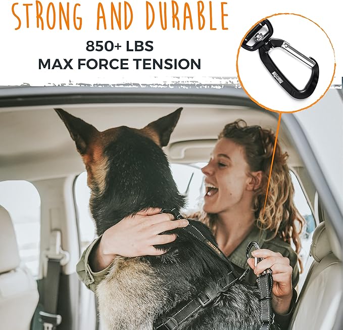 Mighty Paw Dog Seat Belt For Car - LATCH Compatible Adjustable Dog Seatbelt Harness for Small, Medium and Large Pets. Distraction Free Driving, Heavy-Duty Design with Aviation Grade Aluminum Carabiner