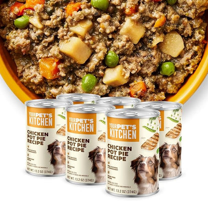 Your PET'S Kitchen Wet Dog Food, Chicken Pot Pie Recipe - 13.2 oz Cans (Pack of 6), Made in The USA with Real Chicken