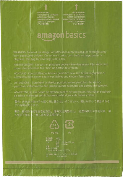 Amazon Basics Premium Leak Proof Dog Poop Bags with Dispenser and Leash Clip, Brazilian Mango Scented, 13" x 9", 270 Count (18 Rolls of 15), Easy-Tear
