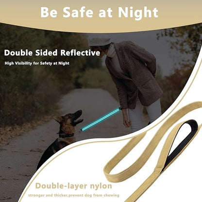 Dog Leash 5ft Long, Double Handle Dog Leash for Safety Control Training, Heavy Duty Dog Leads with Traffic Padded Handles, Reflective Leashes for Small Medium Large Dogs(5ft, Brown)