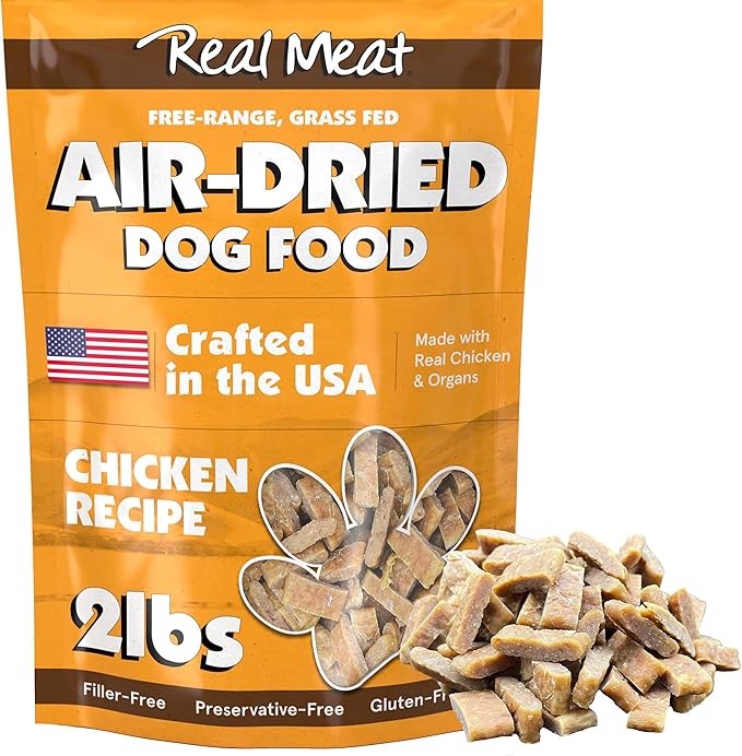 TRMC Real Meat Air Dried Dog Food w/Real USA Chicken - 2lb Bag of Grain-Free Real Meat Dog Food Sourced from Free-Range, Cage-Free Chicken - Digestible, All Natural, High Protein Chicken