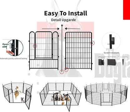 Portable Dog Fence Outdoor for Yard 36'' High, Dog Playpen with Rustproof and Sturdy Stakes for Medium/Large Dogs, 3ft Dog Play Pen for RV Camping(8 Panels)