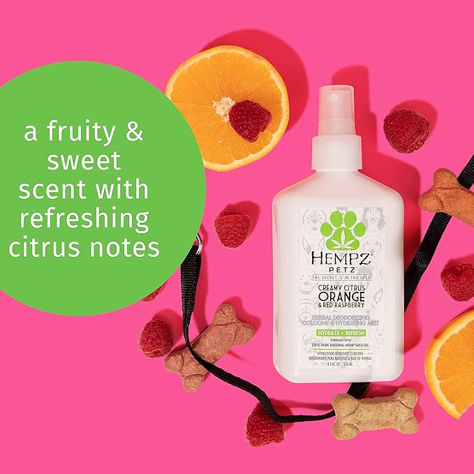Hempz Petz Dog Cologne,Creamy Citrus Orange & Red Raspberry,8.5 fl. oz. - Hydrating Puppy Perfume,(Pack of 2)