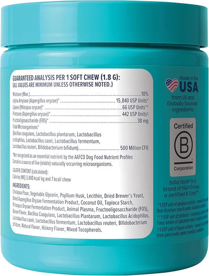 Solid Gold Dog Probiotics for Digestive Health - Probiotics for Dogs with Fiber & Digestive Enzymes for Bowel Support & Gut Health - Bacon Flavor Soft Chews to Support Digestion for All Ages - 120ct