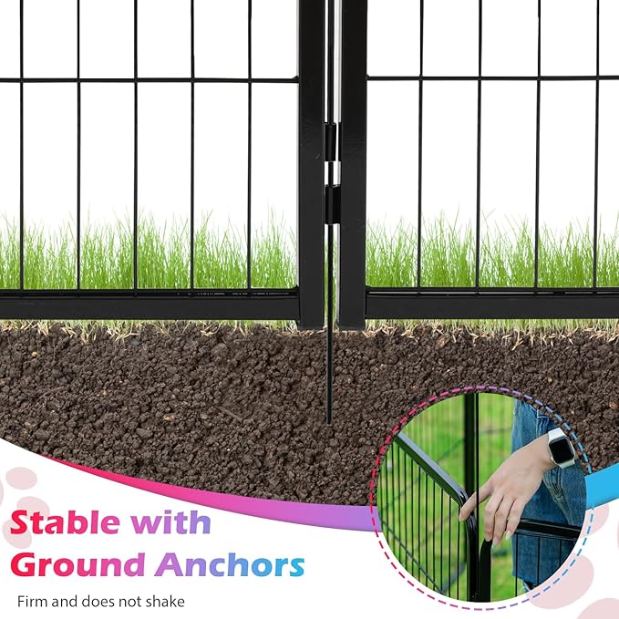 FDW Dog Playpen Dog Pen Dog Kennel 24 Panels 40 Inch Hight Indoor Outdoor Folding Metal Portable Puppy Exercise Pen Heavy Duty Dog Fence for Yard Camping,Black