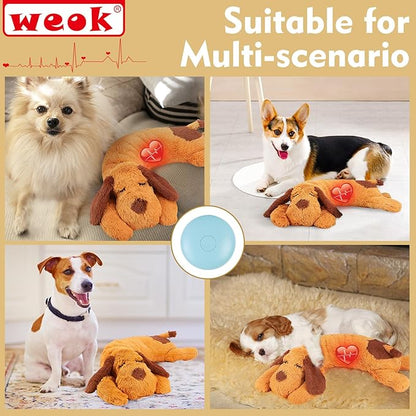 WEOK Heartbeat Puppy Toy, Comfort Cuddler Pillow, Dog Anxiety Relief Calming Aid,Heartbeat Stuffed Toy for Dogs,Puppy Heartbeat Toy Sleep Aid,Dog Heartbeat Toy for Pet