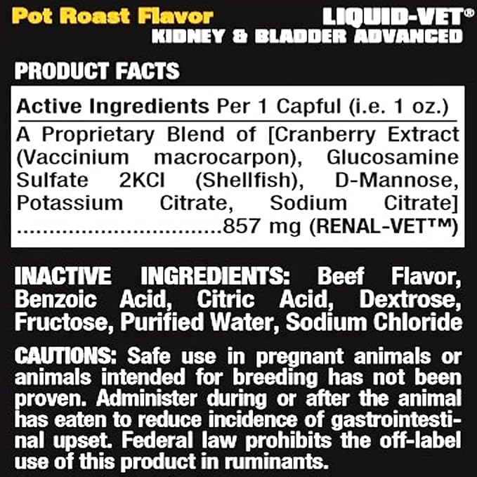 Premium Easy to Dose Liquid for All Dogs with Cranberry & D-Mannose: Comprehensive Dog Formula for Kidney & Bladder Support