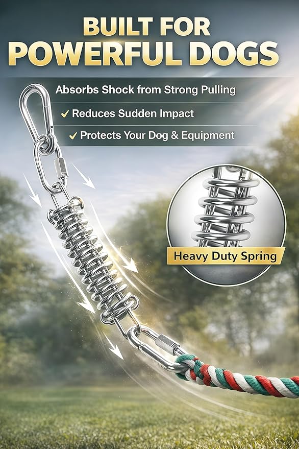 HOPET Dog Outdoor Bungee Hanging Toy, Tether Tug of War Toys for Medium to Large Dog to Exercise, Durable Interactive Tug Toy, Dog Rope Toys