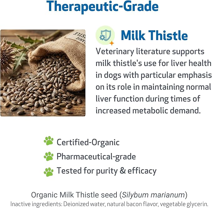 Pet Wellbeing Milk Thistle for Dogs - Organic Milk Thistle, Supports Healthy Liver Function & Detoxification - NASC Certified & Vet-Formulated - 2 oz Liquid