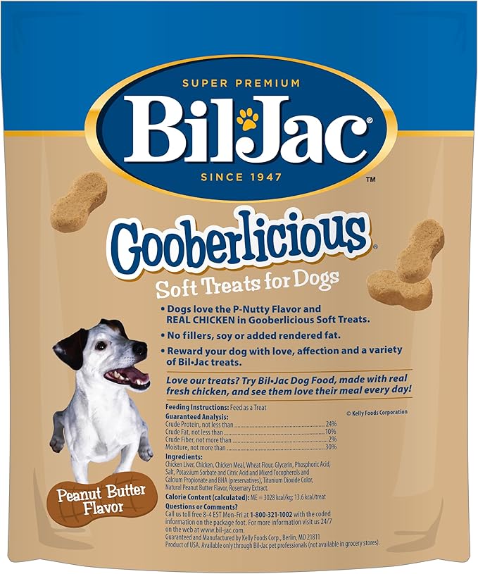 Bil-Jac Gooberlicious Soft Treats for Dogs, Peanut Butter Flavor, Made with Real Chicken Liver, 10oz (2-Pack)